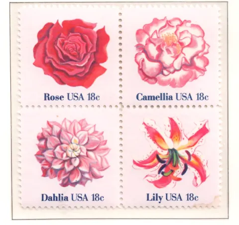 American Flowers block of four