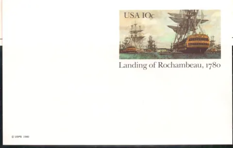 Landing of Rochambeau, 1780 – unused postal card