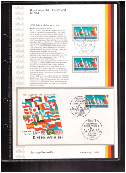 Ersttags-Sammelblatt 10/1982 – 100 years of Kiel Week