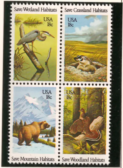 Save Wildlife Habitats – se-tenant block of 4