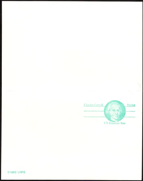 1982 Charles Carroll Patriot domestic-rate postal card