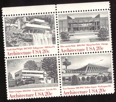 1982 American Architecture se-tenant block of four