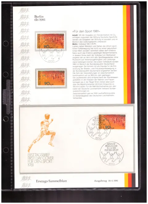 Ersttags-Sammelblatt 6b/1981 – For Sport 1981