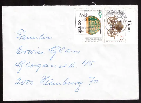 Cover with Celtic gold bowl and cult wagon stamps