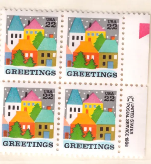 Winter Village Christmas – Block of 4
