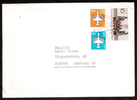 DDR mixed-franking cover to Hamburg – NVA and airmail definitives
