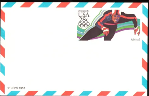 1983 Olympic speedskating airmail postal card