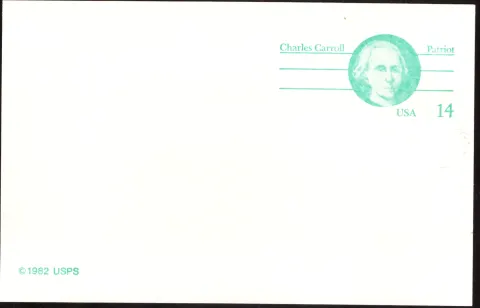 1985 Charles Carroll 14-cent postal card