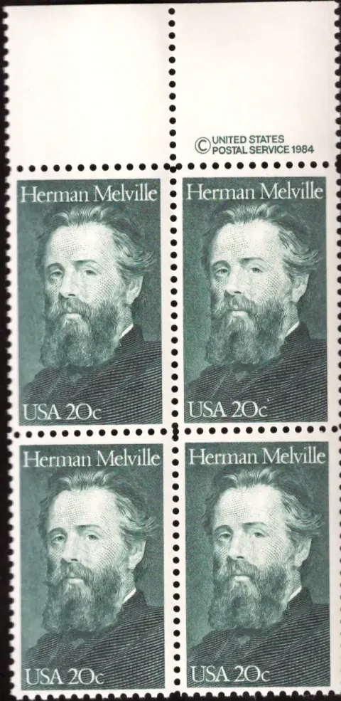 1984 Herman Melville block of four – USPS copyright selvage