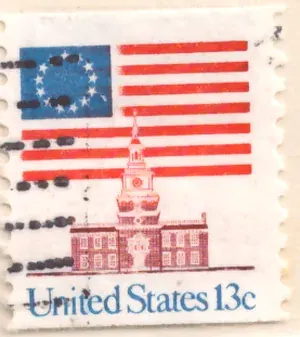 13-Star Flag over Independence Hall coil