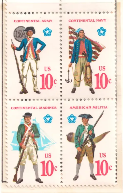 Continental Military Uniforms – se-tenant block of four