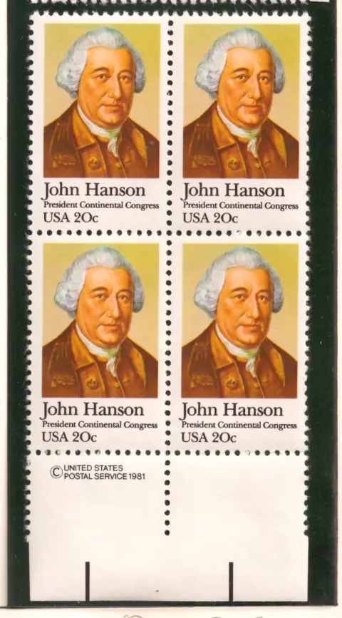 John Hanson – copyright margin block of 4