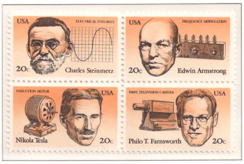 1983 American Inventors se-tenant block of 4
