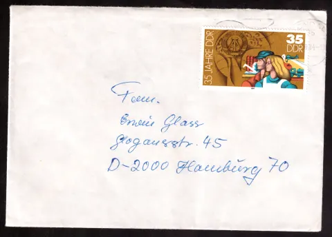 GDR cover with “35 years of the GDR” stamp