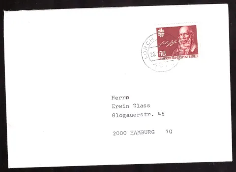 Hermann E. Sieger cover with 50-pfennig Berlin stamp
