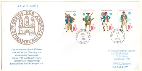 Postoffice for America Hamburg airmail cover – Military Uniforms