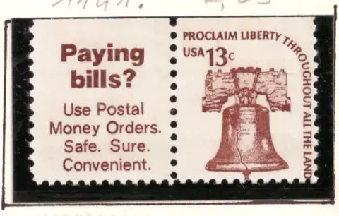 Liberty Bell booklet-pane fragment with postal label