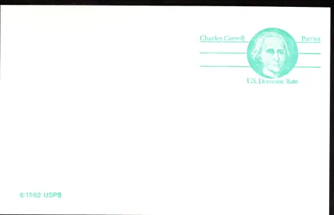 1985 Charles Carroll nondenominated domestic-rate postal card