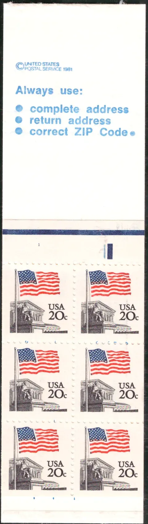 Flag over Supreme Court – booklet pane of 6