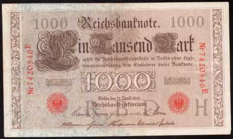 1000 Mark – Reichsbanknote, two green seals