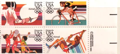 1984 Summer Olympics – Airmail se-tenant block