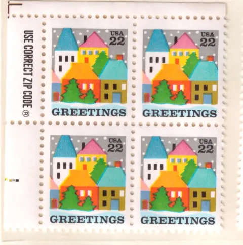 Winter Village Christmas – Block of 4