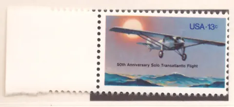 Lindbergh Flight – left selvage single
