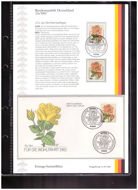 Ersttags-Sammelblatt 22a/1982 – Welfare 1982 – garden roses