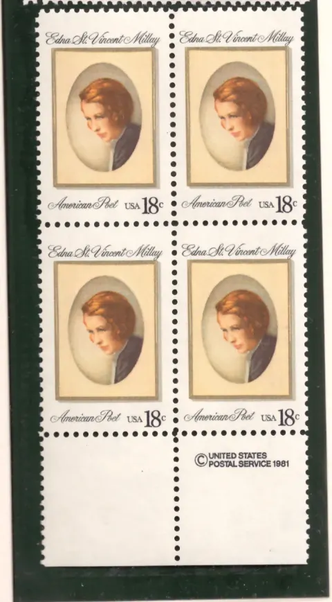 Edna St. Vincent Millay – margin block of 6
