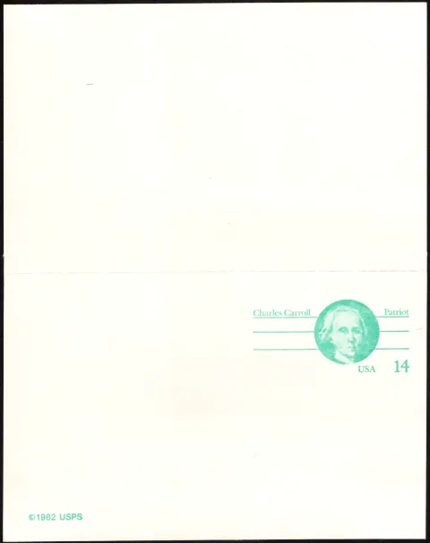 1985 Charles Carroll Patriot postal card
