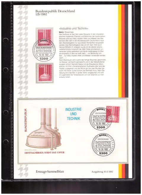 Ersttags-Sammelblatt 12b/1982 – Industry and technology