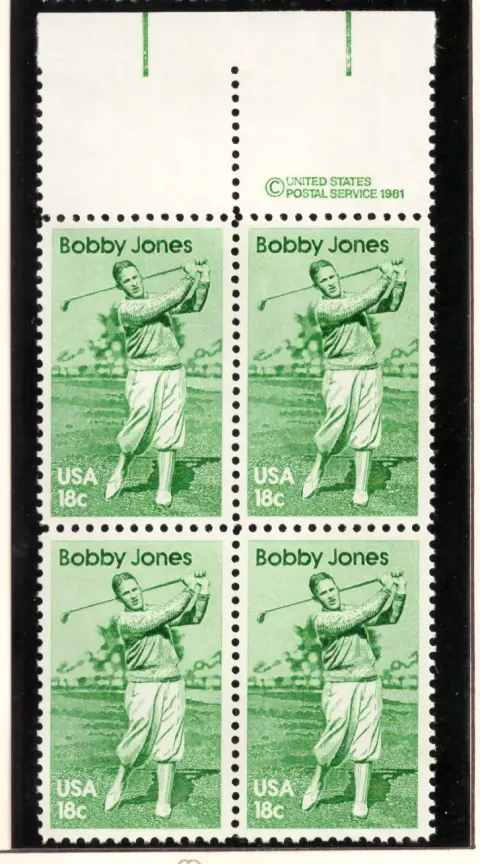 Bobby Jones – copyright margin block of 4