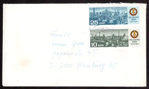 “35 years of the GDR” mixed franking – Schwedt and Eisenhüttenstadt