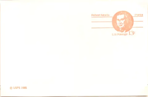 Robert Morris, Patriot – unused postal card