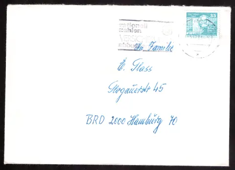 Stendal cover with Karl-Marx-Stadt stamp and machine slogan