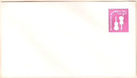 Authorized Nonprofit Organization Violins – unused stamped envelope