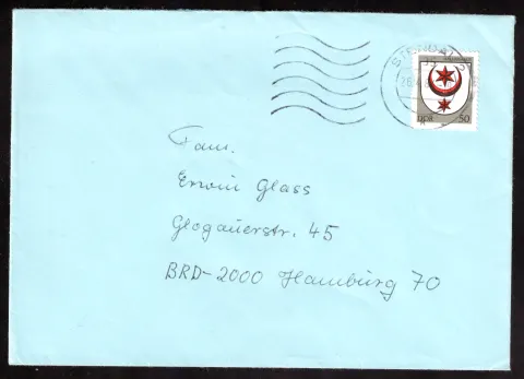 DDR commercial cover to Hamburg – Halle/Saale coat of arms