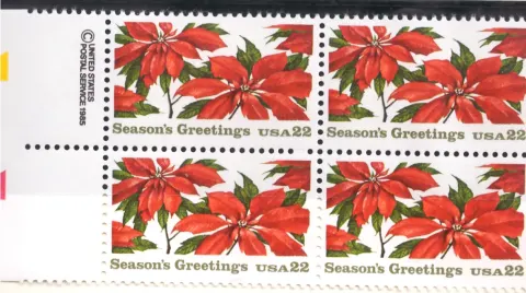 Poinsettia Christmas – Block of 4