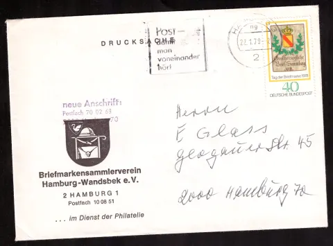 Printed-matter cover of Briefmarkensammlerverein Hamburg-Wandsbek