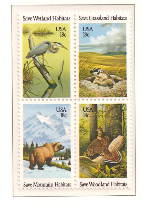 Wildlife Habitats block of four
