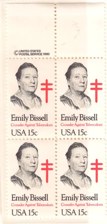 Emily Bissell – block of four with upper copyright selvage