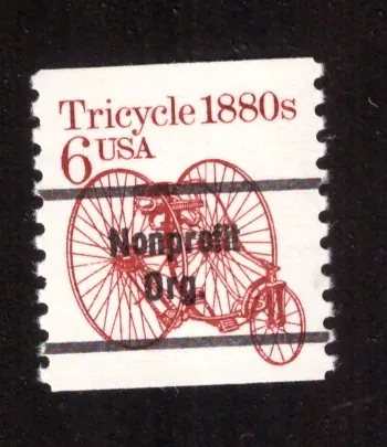 Transportation – 1880s Tricycle, precancel