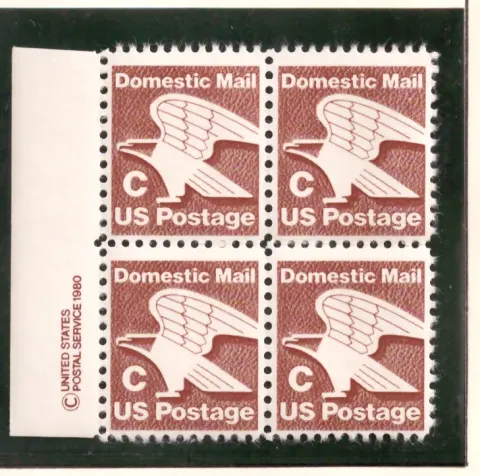 C Domestic Mail Eagle – margin block of 4