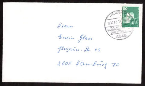 Cover from Heide with 80-pfennig tractor stamp