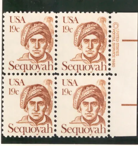 Sequoyah – copyright margin block of 4