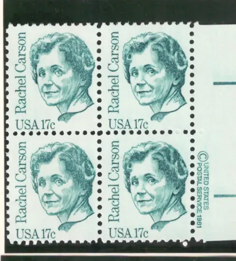 Rachel Carson – copyright margin block of 4