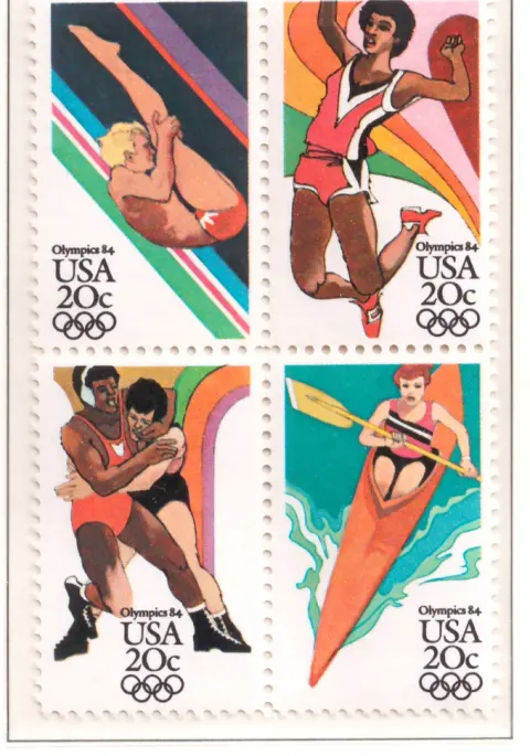 1984 Summer Olympics se-tenant block of 4
