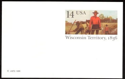 1986 Wisconsin Territory sesquicentennial postal card