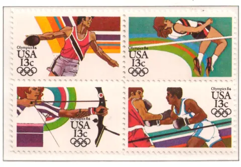 1983 Summer Olympics se-tenant block of 4