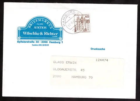 Wilschke & Richter printed matter with 40-pfennig Schloss Wolfsburg
